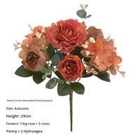 Bunga Sutra Buatan Hydrangea Peony Realistis Gaya Eropa Vintage dalam Pot untuk Pernikahan, Paskah, Wisuda, Tangga