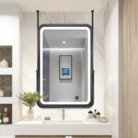 Smart Modern LED Stainless Frame Bathroom Mirror Anti-Fog Dimmable Wall-Mounted Backlit Vanity Mirror with Touch Sensor Switch