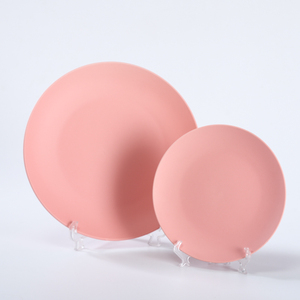 Set di stoviglie in ceramica di lusso smaltate di colore rosa 16 pezzi set da tavola in gres per stoviglie da portata in hotel con finitura opaca all'ingrosso - Product Image 3