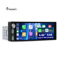 Autoradio Podofo 6,86'' 1 Din avec Carplay sans fil et Android Auto BT FM DAB TYPE-C Charge rapide Lecteur MP5 pour voiture Autoradio ODM OEM