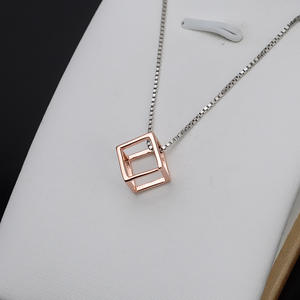 Pendentif en argent S925 avec perle cube de bonheur de 6,3-6,5 mm, composants et trouvailles de bijoux DIY avec plateau vide semi-fini 823 - Product Image 4