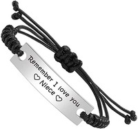 Bijoux en acier inoxydable Bracelets de barre gravés personnalisés Bracelet en corde réglable avec logo personnalisé