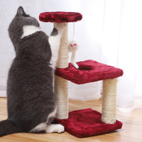 Árbol rascador interactivo de tres niveles de felpa para gatos, poste para afilar garras, juguete para aliviar el aburrimiento, plataforma de salto para gatos