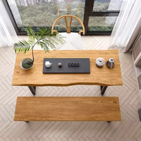 Mobilier commercial moderne avec dessus en bois et pieds en métal Table de bar haute en bois pour la cuisine et le restaurant