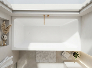 Bañera contemporánea tipo alcoba de acrílico reforzado con fibra de vidrio de una pieza con falda frontal, diseño personalizado OEM ODM - Product Image 2