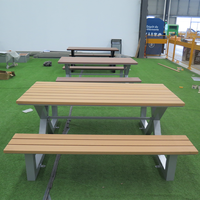 Table de pique-nique et bancs en bois et métal sur mesure pour l'extérieur, mobilier de jardin, utilisation dans les parcs et les écoles