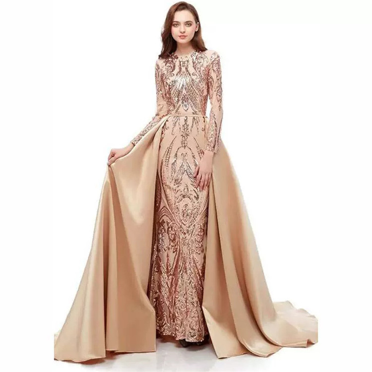 Champagne Sequin Mermaid Dress - Customizable Wedding Gown