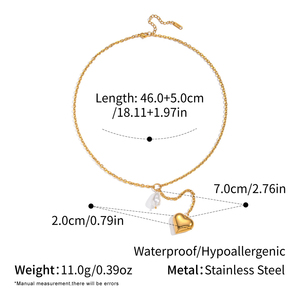 Nouveautés 2026 : Colliers tendance en acier inoxydable 316L pour femmes, avec pendentif cœur en perle - Product Image 6