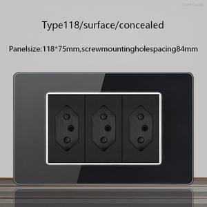 Tempered glass Brazilian standard socket dual USB C-type <b>wall</b> socket <b>light</b> <b>switch</b>, <b>wall</b> socket <b>with</b> three power supplies - Product Image 6