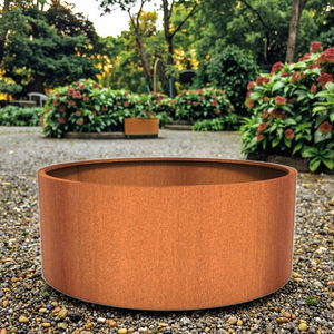 Jardinières en acier corten de conception résistante aux intempéries Grande jardinière circulaire Pots de fleurs <span class=keywords><strong>rustiques</strong></span> en métal <span class=keywords><strong>pour</strong></span> <span class=keywords><strong>jardin</strong></span>, patio ou porche - Product Image 1