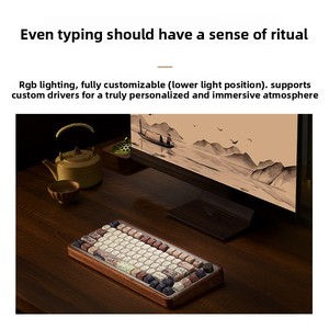 <span class=keywords><strong>Teclado</strong></span> Mecánico OEM MU02 Mountain Seclusion de Madera de Nogal con Retroiluminación RGB de Tres Modos, USB-C, Batería de 4000 mAh y Frecuencia de Sondeo de 1000 Hz - Product Image 4