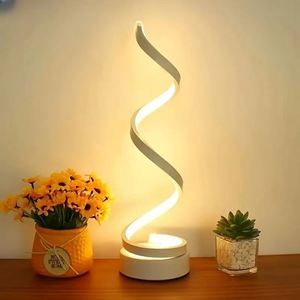 Modern Minimalist LED Table <b>Lamp</b> <b>Touch</b> Control Stepless Dimming Adjustable Desk Night Light with Spiral Shade Metal Material - Product Image 6