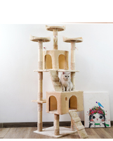 Tour griffoir pour chat en sisal gris beige à poils courts avec échelle, vente en gros du fabricant