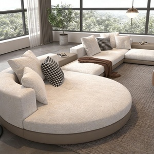 Juego de Sofás Seccionales Modulares de Lujo en Forma de L con Esquinas Redondeadas y Cojines de Espuma de Alta Densidad para Muebles del Hogar - Product Image 5