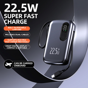 Batterie externe portable 22,5 W à charge rapide avec affichage numérique, câble Type C, entrée et sortie, en alliage d'aluminium, légère et idéale pour les voyages - Product Image 1