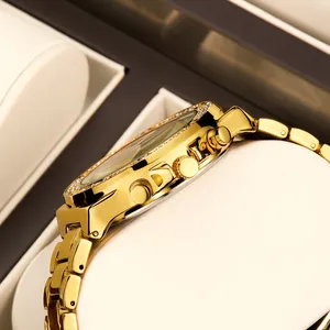 YaLaLuSi Jam Tangan <span class=keywords><strong>Analog</strong></span> Kuarsa Paduan Mewah Wanita Desain Dekorasi Berlian Imitasi Emas Temperamen Jam Tangan Kotak Hadiah Kalender Lengkap - Product Image 2