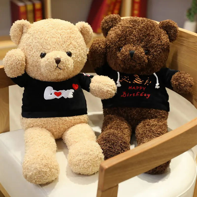 Vêtements ours en peluche peluche poupée mignon ours en peluche jouet anniversaire saint valentin cadeau pour enfants ami ours en peluche oreiller