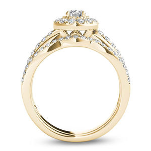 Anillo de Compromiso KYRA0889 de Lujo y Popular, con Circonio que Rodea un Brillante Anillo de Latón Chapado en Oro, Juego de Dos Anillos para Mujer - Product Image 6