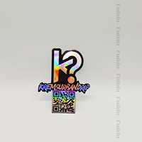 Feuille d'autocollants alphabet découpés holographiques brillants avec code QR, personnalisée, en cire, pour jeu de réflexion, impression de lettres, logo, en PET durable