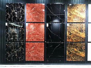 Carreaux de sol en céramique vitrifiée antidérapants, effet brique polie, 600x600mm, motif fleur noir et or, style moderne et luxueux pour murs intérieurs de villa - Product Image 5