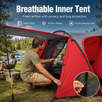 Tente de camping Oxford ultra-légère 4 saisons pour 2 personnes, double couche, imperméable 2000-3000 mm, facile à transporter, avec poteaux en aluminium et moustiquaire intégrée