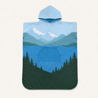 Poncho de plage en microfibre premium à séchage rapide avec capuche, serviette de bain pour le surf, la natation, le camping, logo personnalisé, vente en gros
