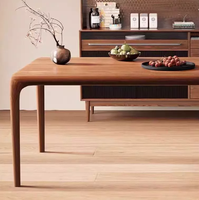 Ensemble table et chaises en bois de noyer - entièrement en bois massif, table à manger rectangulaire et table basse, design moderne et minimaliste