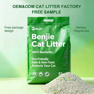 Benjie Eco-friendly Clumping Ball Shape Bentonite Cat Litter 5kg ISO9001 Certified Custom Logo Fast Shipping