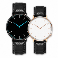 Design minimaliste boîtier en acier inoxydable fin mouvement ronda bracelet en cuir véritable 3ATM montre daniel kendall étanche