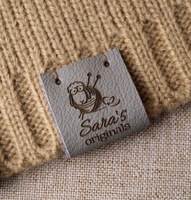 Étiquette pliable personnalisée en cuir véritable écologique pour foulards, sacs, chaussures, vêtements, avec logo en relief
