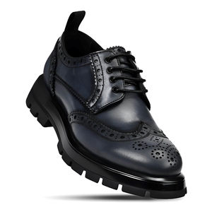 Chaussures habillées élégantes à lacets en cuir de vache couche supérieure Chaussures de <span class=keywords><strong>derby</strong></span> <span class=keywords><strong>bleu</strong></span> foncé en cuir de vachette de bureau d'affaires pour hommes - Product Image 6