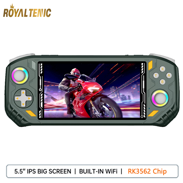 RG52 Mini 5.5" Screen Handheld Game Console RGB Light Joystick WiFi Classic 64GB 5000mAh Linux OS Retro Hand Held Gaming Player