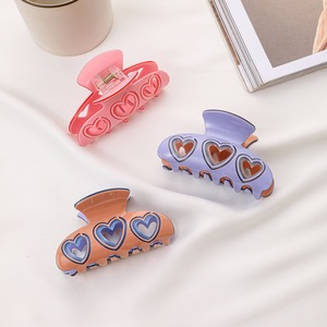 Pince à cheveux en alliage en forme de cœur creux YT, style japonais et coréen, avec blocs de couleur doux, accessoires capillaires pour femmes, usage quotidien - Product Image 1