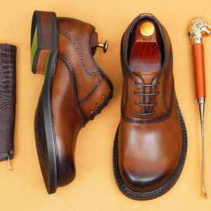 รองเท้าหนังแท้คุณภาพสูง งานแฮนด์เมด สำหรับเจ้าบ่าว งานแต่งงาน ใส่ทำงาน และใส่ลำลอง รุ่น JiuZhou C1223-3 กันลื่น - Product Image 4