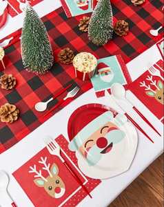 Platos de Papel Modernos con Tema de Papá Noel para Fiestas Navideñas, Venta Caliente, 7.5 x 10 Pulgadas, Decoraciones para Mesa de Invierno - Product Image 2