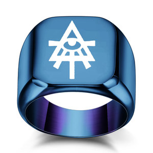 Fashion <b>Rings</b> Square Pyramid Eye Design 18MM Unisex Gift Jewelry Gold Color - Product Image 5
