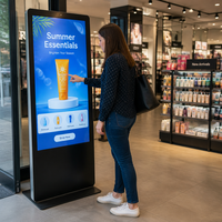 Écran tactile LCD vertical publicitaire d'intérieur de 32/43/50/65/75 pouces sur pied avec affichage animé