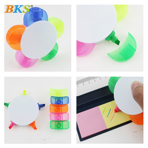 Vente en gros 5-en-1 Ensemble de stylos surligneurs fluorescents en forme de fleur Pointe de pinceau oblique pour la publicité et les cadeaux promotionnels - Product Image 6