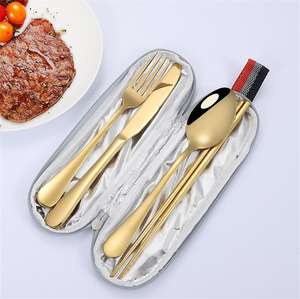 دعم مخصص شعار المحمولة السكاكين الفولاذ المقاوم للصدأ التخييم أدوات مائدة للسفر مجموعة مع حالة - Product Image 3