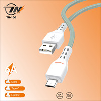 Kabel USB V8 Micro USB 3.0, kualitas Premium nilon 1FT Meter 3A kabel Data tipe-c untuk Android