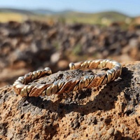 Pulseras Ajustables Vintage de Cobre Puro 99.99% para Hombre, Joyería de Moda Geométrica con Alambre Trenzado Personalizado