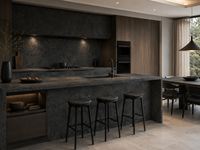 Dalles de granit gris mystique pour comptoirs de cuisine, grands carreaux de sol, murs de douche, tables à manger, escaliers et pavés extérieurs