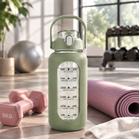 Bouteille d'eau sport grande capacité en verre borosilicate transparent avec paille et manchon en silicone pour la gym et le camping
