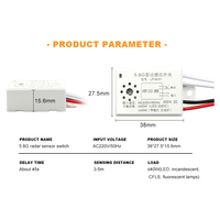 Installation facile AC220V 5.8G Module de lumière LED marche-arrêt automatique à 360 degrés Radar à micro-ondes Commutateur de capteur de mouvement et de position