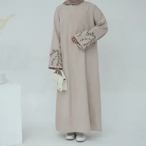 2024 New Abaya Dress Designs Wholesale Sleeve Floral Embroidery Abaya Women Muslim Dress