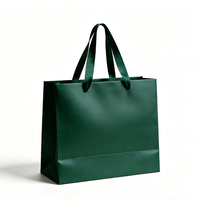 Sac cadeau de luxe vert foncé personnalisé avec ruban en satin et poignée, logo personnalisé, emballage pour vêtements et parfums