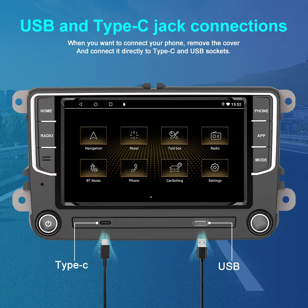 7" สไตล์เดิม Android 13 4 + 64G สําหรับVW Passtกอล์ฟโปโล MK5/6 Caddy Amork CarplayรถสเตอริโอวิทยุGPS WIFI BT