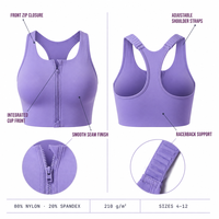 Soutien-gorge de sport à fermeture éclair avant, maintien élevé, antichoc, pour gym, fitness, yoga, bretelles réglables, rembourré, vêtements de sport, vente en gros