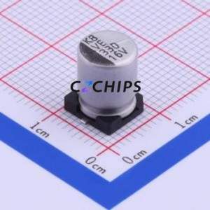 ตัวเก็บประจุแบบอิเล็กโทรไลต์อะลูมิเนียม SMD รุ่น VE-331M1CTR-0810, ขนาด D8xL10 มม. 330uF 20% 16V 8 มม. - Product Image 1