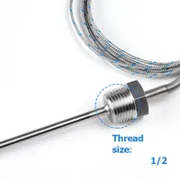 Capteur thermocouple K étanche en acier inoxydable 1/2 NPT, Pt100 RTD, 50mm/100mm/150mm/200mm, contrôleur de température, câble de 2M